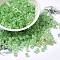 Glass Seed Beads, Transparent Lustered Glass, Square Hole, Square, Lime Green, 4x4x4mm, Hole: 1.2mm, 222pcs/20g