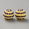 Halloween Theme Resin Rhinestone Beads, Round with Stripe Pattern, for DIY Pen Making Jewelry Supplies, Citrine, 20x19mm, Hole: 2.5mm