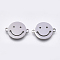 Tarnish Resistant 201 Stainless Steel Links connectors, Laser Cut Links, Flat Round with Smiling Face, Stainless Steel Color, 12.5x16.5x1mm, Hole: 1.5mm