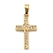 Ion Plating(IP) 304 Stainless Steel Micro Pave Cubic Zirconia Pendants, Cross Charms, Golden, 17.5x10x2mm, Hole: 4x2.5mm