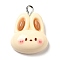 Opaque Resin Pendants, with Platinum Plated Iron Loops, Rabbit, 24x18x7.5mm, Hole: 2.5mm