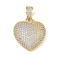 Brass Micro Pave Cubic Zirconia Pendants, Cadmium Free & Lead Free, Heart, Real 18K Gold Plated, 28x25.5x8mm, Hole: 8.5x6mm