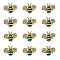 12Pcs Bees Enamel Brooch Setting for Rhinestone, Alloy Lapel Pin Badge Findings, Golden, 14x18.5mm, Fit for 1.4mm Rhinestone