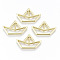 Rack Plating Alloy Filigree Joiners Links, Cadmium Free & Nickel Free & Lead Free, Boat, Light Gold, 15x25x2mm