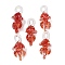 Handmade Lampwork Pendants, Octopus, Red, 35.5~39x16~17x16~17mm, Hole: 5~5.5x6~7mm