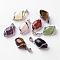 Natural Mixed Stone Pendants, with Brass Rhinestone Findings,  Horse Eye, 36x17.5x7~9mm, Hole: 2.5x4mm