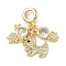 Brass Micro Pave Clear Cubic Zirconia European Dangle Charms, Large Hole Pendants, Girl & Dog, Long-Lasting Plated, Rack Plating, Cadmium Free & Lead Free, Real 18K Gold Plated, 27mm, Hole: 4.5mm