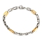Ion Plating(IP) Two Tone 201 Stainless Steel Oval & Rectangle Link Chain Bracelet, 304 Stainless Steel Clasps, Golden & Stainless Steel Color, 9 inch(22.7cm), Wide: 7mm