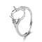 Adjustable 925 Sterling Silver Ring Components, with Cubic Zirconia, For Half Drilled Beads, Real Platinum Plated, 1.5~6mm, Inner Diameter: 17mm