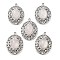 304 Stainless Steel Pendants, Natural Rose Quartz Oval Charms, Stainless Steel Color, 21x15x5.5~6.5mm, Hole: 1.5mm
