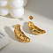 Fashionable Stainless Steel Stud Earrings, Croissant, Golden, 32x16.6mm