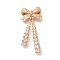 Rack Plating Brass Micro Pave Cubic Zirconia Pandants, Long-Lasting Plated, Lead Free & Cadmium Free, Bowknot, Golden, 34x16x5mm, Hole: 1.6mm