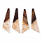 Transparent Resin & Walnut Wood Pendants, with Gold Foil, Quadrilateral Charms, Floral White, 49x13x3.5mm, Hole: 2mm