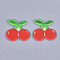 Plastic Cabochons, with Glitter Powder, Cherry, Red, 39x40x2mm