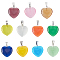 11Pcs 11 Colors Cat Eye Pendant, with Platinum Iron Findings, Heart Charms, Mixed Color, 21x20x5.5mm, Hole: 4x7mm, 1pc/color