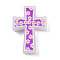 Silicone Focal Beads, Cross with Flower, Medium Orchid, 34x23.5x8.5mm, Hole: 2.5mm