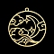 201 Stainless Steel Pendants, Laser Cut, Ring with Cloud & Moon, Golden, 32.5x30x1mm, Hole: 1.8mm