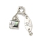 Brass Micro Pave Clear Cubic Zirconia Spring Ring Clasps, Cadmium Free & Nickel Free & Lead Free, with Natural Paua Shell, Butterfly, Platinum, 45mm