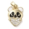 Brass Micro Pave Clear Cubic Zirconia Pendants, with Enamel, Long-Lasting Plated, Panda with Heart, Golden, 18.5x12.5x3.5mm, Hole: 5x3mm