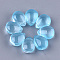 Transparent Spray Painted Glass Charms, teardrop, Light Sky Blue, 12x9x7mm, Hole: 1mm