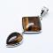 Natural Tiger Eye Big Pendants, with Brass Findings, Platinum, Teardrop & Rhombus, 53x25x7mm, Hole: 6x9.5mm