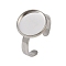 304 Stainless Steel Cuff Ring Components, Bezel Cup Ring Settings, Flat Round, Stainless Steel Color, Tray: 14mm, 3mm, Adjustable