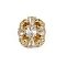 Hollow Rack Plating Brass Clear Cubic Zirconia Beads, Long-Lasting Plated, Rectangle, Golden, 15.5x13x7.5mm, Hole: 1.4mm and 1.8mm