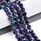 Dyed Natural White Jade Beads Strands, Two Tone, Faceted, Star Cut Round Beads, Blue Violet, 7~8x6~7.5x6~7.5mm, Hole: 1mm, about 48~49pcs/strand, 14.17~15.35''(36~39cm)