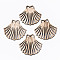 Unfinished Hollow Wood Big Pendants, Undyed, Laser Cut Wood Shapes, Shell Shape, Antique White, 53x56x2.5mm, Hole: 2mm