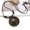 Bohemian Wood Donut Alloy Pendant Long Necklaces for Women, Antique Bronze, Tennis, 35.43 inch(90cm)