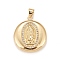 Brass Micro Pave Cubic Zirconia Locket Pendants, Photo Frame Charms for Necklaces, Real 18K Gold Plated, Lead Free & Cadmium Free, Flat Round with Saint, Clear, 23x20x5mm, Hole: 4x3mm, Inner Diameter: 15mm