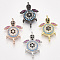 Brass Micro Pave Cubic Zirconia Links, Cadmium Free & Lead Free, Turtle, Colorful, Mixed Color, 21x14x3.5mm, Hole: 1.2mm