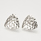 Brass Ear Stud Findings, with Loop, Triangle, Nickel Free, Real Platinum Plated, 16.5x17mm, Hole: 2mm, pin: 0.5mm