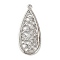Brass Micro Pave Cubic Zirconia Pendants, Teardrop with Moon, Long-Lasting Plated, Cadmium Free & Lead Free, Rack Plating, Platinum, 36.5x15.5x2.5mm, Hole: 1.2mm