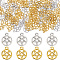100Pcs 2 Colors Tibetan Style Alloy Pendants, Hollow, Ring with Star, Mixed Color, 16x13x1~2mm, Hole: 1.8~2mm, 50pcs/color