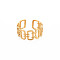 Ion Plating(IP) 304 Stainless Steel Open Rectangle Cuff Ring for Women, Nickel Free, Real 18K Gold Plated, US Size 8(18.1mm)
