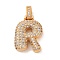 Brass Micro Pave Cubic Zirconia Pendants, Nickel Free, Real 18K Gold Plated, Clear, Letter R, 18.5~24x12.5~25.5x5~5.5mm, Hole: 5x3mm