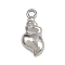 304 Stainless Steel Charms, Ocean Theme, Anti-Tarnish, Shell Shape, 12.5x5.5x3.5mm, Hole: 1.2mm