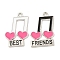 2Pcs Alloy Enamel Pendants, Cadmium Free & Lead Free, Musical Note with Word Best Friend Charm, Platinum, 26.5x19~20x1.5mm, Hole: 2mm
