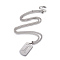 Non-Tarnish 304 Stainless Steel Split Initial Pendant Necklaces, with Lobster Claw Clasps and Curb Chains, Rectangle with Letter, Letter.I, 27.55 inch(70cm), Pendant: 41x23x2mm