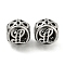 304 Stainless Steel Beads Rhinestone Settings, Large Hole Beads, Round, Letter L, 9.5x8.5x9.5mm, Hole: 4mm, Fit for 0.8mm Rhinestone.