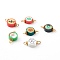 Halloween/Christmas Theme Flat Round Polymer Clay Links Connectors, with 304 Stainless Steel Eye Pins, Alloy Daisy Spacer Beads, Golden, Mixed Color, 9~10x18.5~19x4~4.5mm, Hole: 1.6~2mm