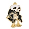 Halloween Alloy Enamel Pendants, Golden, Skeleton Charm, Black, 33x20x1.8mm, Hole: 1.9mm