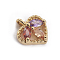 Brass Micro Pave Cubic Zirconia Charms, Heart, Colorful, Real 18k Gold Plated, 9.5x8.5x3.5mm, Hole: 1.4mm
