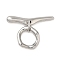 Brass Toggle Clasps, Cadmium Free & Nickel Free & Lead Free, Ring, Real Platinum Plated, Ring: 12.5x11.5x2mm; Bar: 24x5x3.5, Hole: 1.2mm