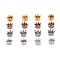 16Pcs 4 Colors Tibetan Style Alloy Beads, Crown, Mixed Color, 10.5x7mm, Hole: 6mm, 4pcs/color