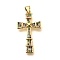 Rack Plating Brass Micro Pave Cubic Zirconia Pendants, Long-Lasting Plated, Lead Free & Cadmium Free, Cross Charms, Real 18K Gold Plated, 30.5x16.5x2mm, Hole: 5x3mm