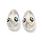 Transparent Glass Beads, with Enamel, Teardop with Evil Eye Pattern, Black, 20.5x13x10mm, Hole: 1.2mm