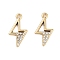 UV Plating Alloy Rhinestone Pendants, Lightning Charms, Light Gold, 18x9.5x2mm, Hole: 1.5mm