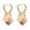 Natural Freshwater Pearl Hoop Earrings for Women, 304 Stainless Steel Dangle Earrings, with Brass Findings, Seashell Color, 30mm, Pin: 1mm